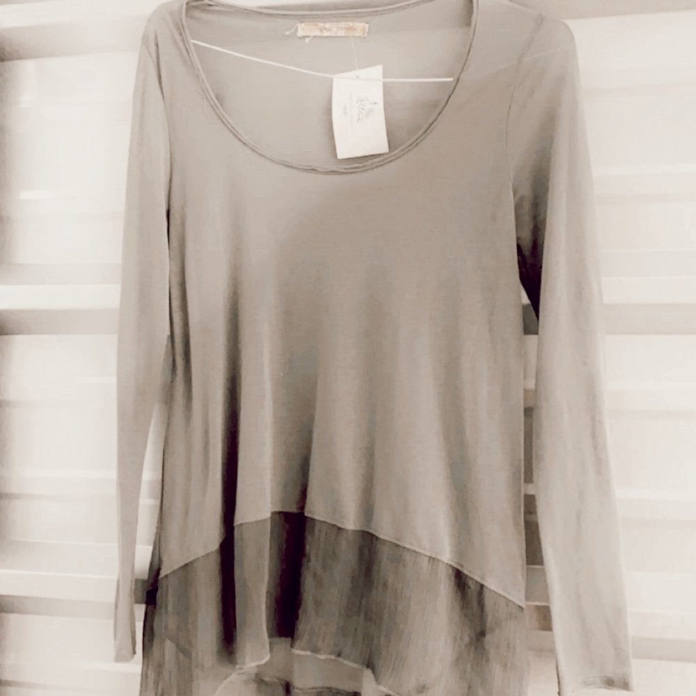 free people || green oversized top